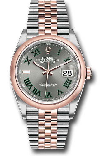 *Pre-Owned* Rolex Everose Rolesor Datejust 36 Watch - Domed Bezel - Slate Roman Dial - Jubilee Bracelet