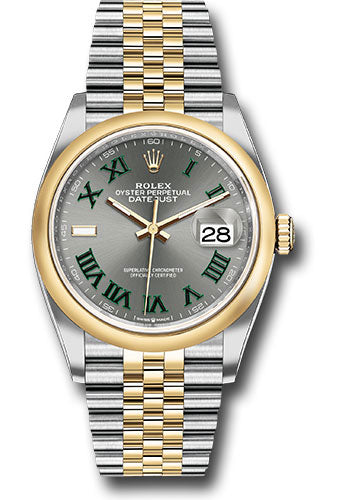 *Pre-Owned* Rolex Yellow Rolesor Datejust 36 Watch - Domed Bezel - Slate Roman Dial - Jubilee Bracelet