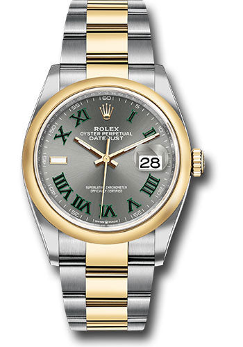 *Pre-Owned* Rolex Yellow Rolesor Datejust 36 Watch - Domed Bezel - Slate Roman Dial - Oyster Bracelet