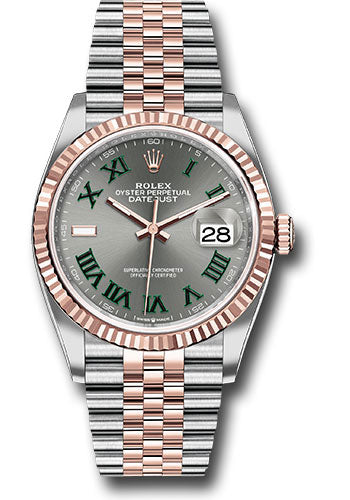 *Pre-Owned* Rolex Everose Rolesor Datejust 36 Watch - Fluted Bezel - Slate Roman Dial - Jubilee Bracelet
