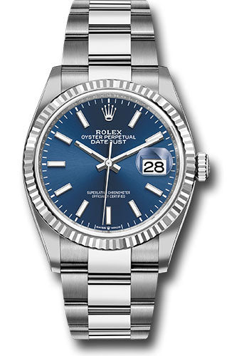*Pre-Owned* Rolex Steel Datejust 36 Watch - Fluted Bezel - Blue Index Dial - Oyster Bracelet