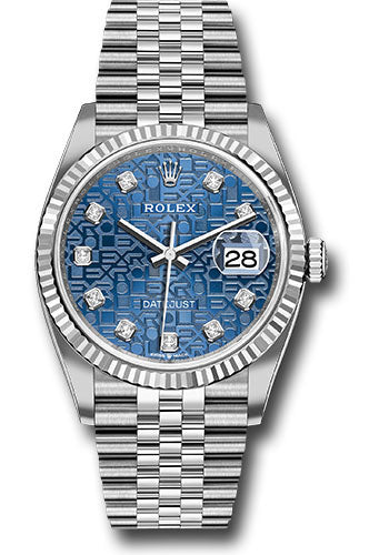 *Pre-Owned* Rolex Steel Datejust 36 Watch - Fluted Bezel - Blue Jubilee Diamond Dial - Jubilee Bracelet