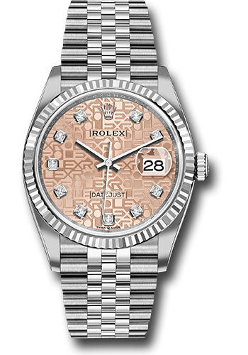 *Pre-Owned* Rolex Steel Datejust 36 Watch - Fluted Bezel - Pink Jubilee Diamond Dial - Jubilee Bracelet