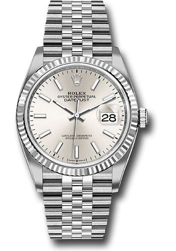 *Pre-Owned* Rolex Steel Datejust 36 Watch - Fluted Bezel - Silver Index Dial - Jubilee Bracelet