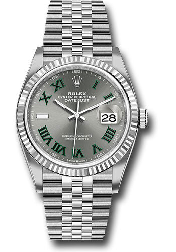 *Pre-Owned* Rolex White Rolesor Datejust 36 Watch - Fluted Bezel - Slate Roman Dial - Jubilee Bracelet