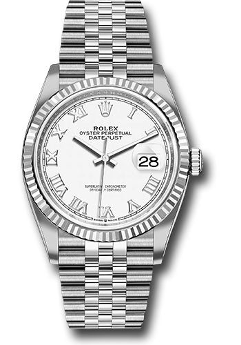 *Pre-Owned* Rolex Steel Datejust 36 Watch - Fluted Bezel - White Roman Dial - Jubilee Bracelet