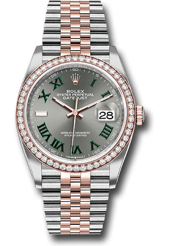 *Pre-Owned* Rolex Everose Rolesor Datejust 36 Watch - Diamond Bezel - Slate Roman Dial - Jubilee Bracelet