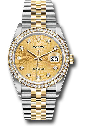 *Pre-Owned* Rolex Yellow Rolesor Datejust 36 Watch - Diamond Bezel - Champagne Jubilee Diamond Dial - Jubilee Bracelet