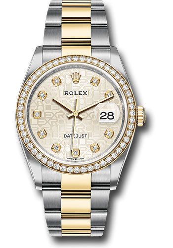 *Pre-Owned* Rolex Steel and Yellow Gold Rolesor Datejust 36 Watch - Diamond Bezel - Silver Jubilee Diamond Dial - Oyster Bracelet
