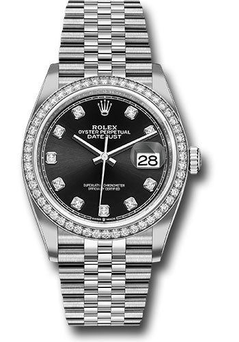 *Pre-Owned* Rolex Steel Datejust 36 Watch - Diamond Bezel - Black Diamond Dial - Jubilee Bracelet
