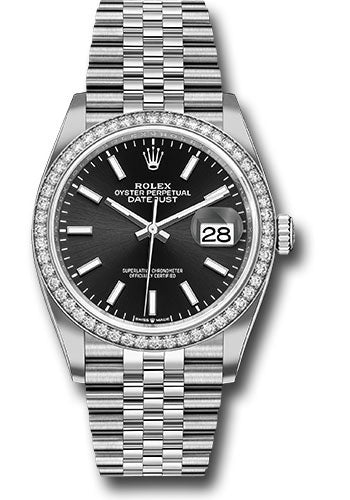 *Pre-Owned* Rolex Steel Datejust 36 Watch - Diamond Bezel - Black Index Dial - Jubilee Bracelet