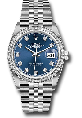 *Pre-Owned* Rolex Steel Datejust 36 Watch - Diamond Bezel - Blue Diamond Dial - Jubilee Bracelet