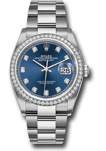 *Pre-Owned* Rolex Steel Datejust 36 Watch - Diamond Bezel - Blue Diamond Dial - Oyster Bracelet