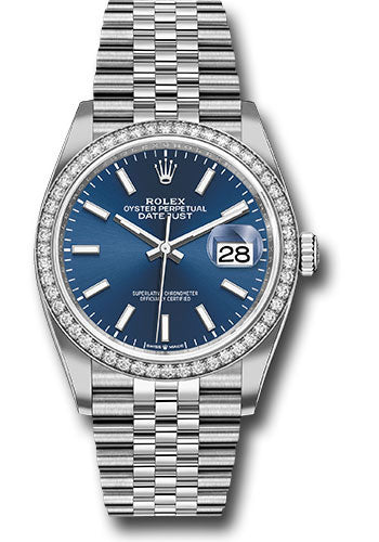 *Pre-Owned* Rolex Steel Datejust 36 Watch - Diamond Bezel - Blue Index Dial - Jubilee Bracelet