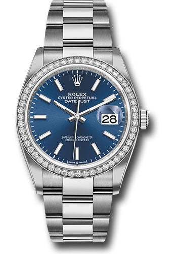 *Pre-Owned* Rolex Steel Datejust 36 Watch - Diamond Bezel - Blue Index Dial - Oyster Bracelet