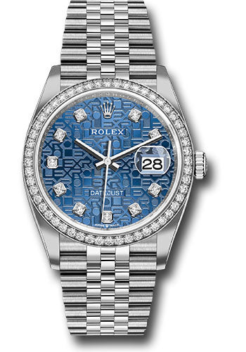 *Pre-Owned* Rolex Steel Datejust 36 Watch - Diamond Bezel - Blue Jubilee Diamond Dial - Jubilee Bracelet