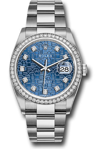 *Pre-Owned* Rolex Steel Datejust 36 Watch - Diamond Bezel - Blue Jubilee Diamond Dial - Oyster Bracelet