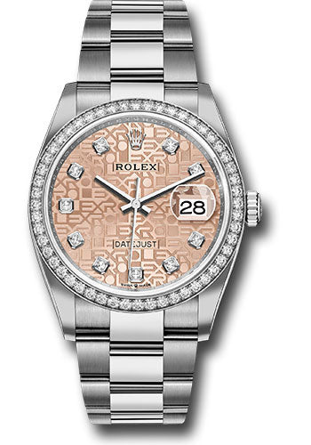 *Pre-Owned* Rolex Steel Datejust 36 Watch - Diamond Bezel - Pink Jubilee Diamond Dial - Oyster Bracelet