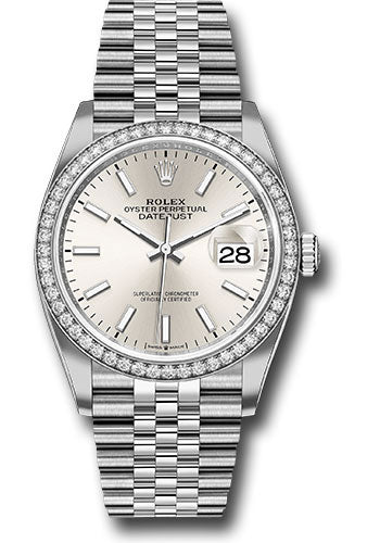 *Pre-Owned* Rolex Steel Datejust 36 Watch - Diamond Bezel - Silver Index Dial - Jubilee Bracelet