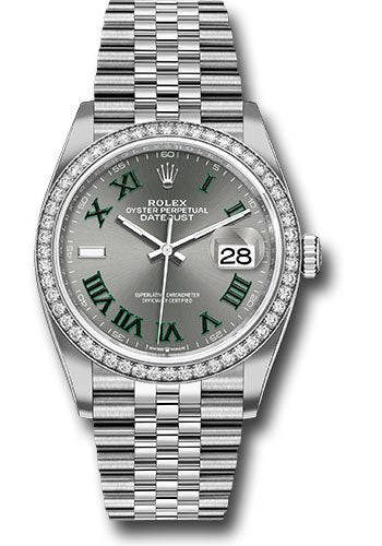 *Pre-Owned* Rolex White Rolesor Datejust 36 Watch - Diamond Bezel - Slate Roman Dial - Jubilee Bracelet