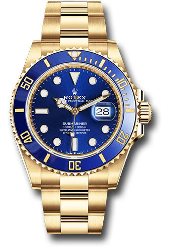 *Pre-Owned* Rolex Yellow Gold Submariner Date Watch - Blue Bezel - Blue Dial