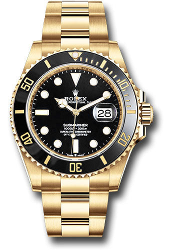 *Pre-Owned* Rolex Yellow Gold Submariner Date Watch - Black Bezel - Black Dial