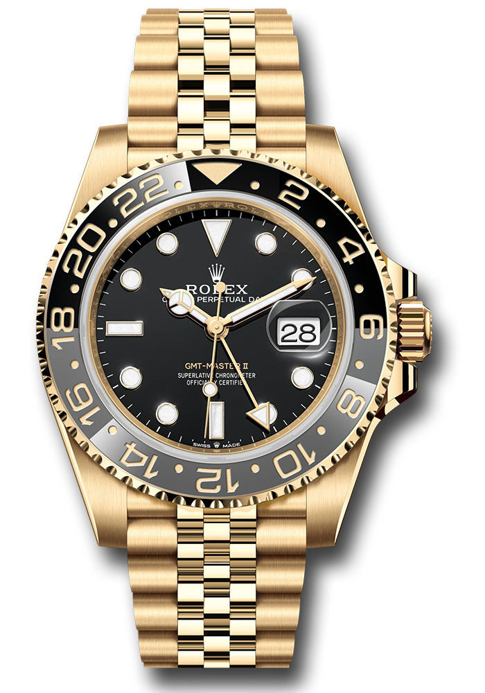 *Pre-Owned* Rolex Yellow Gold GMT-Master II Watch - Bidirectional Rotatable Bezel - Black Dial - Jubilee Bracelet