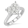 1 Ctw Round Cut Diamond Heart Shape Shine Bright Ring in 14K White Gold