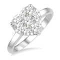 3/4 Ctw Round Cut Diamond Heart Shape Shine Bright Ring in 14K White Gold