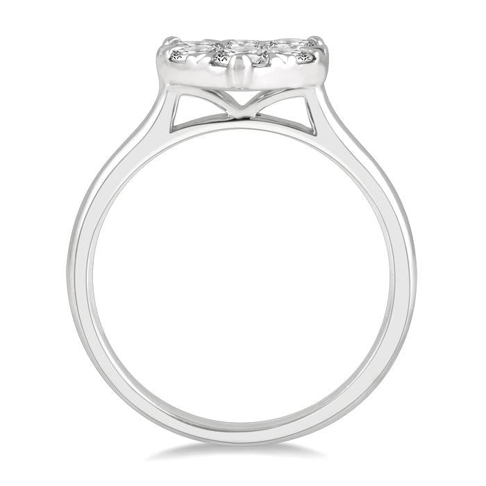 3/4 Ctw Round Cut Diamond Heart Shape Shine Bright Ring in 14K White Gold