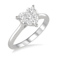 1/2 Ctw Round Cut Diamond Heart Shape Shine Bright Ring in 14K White Gold