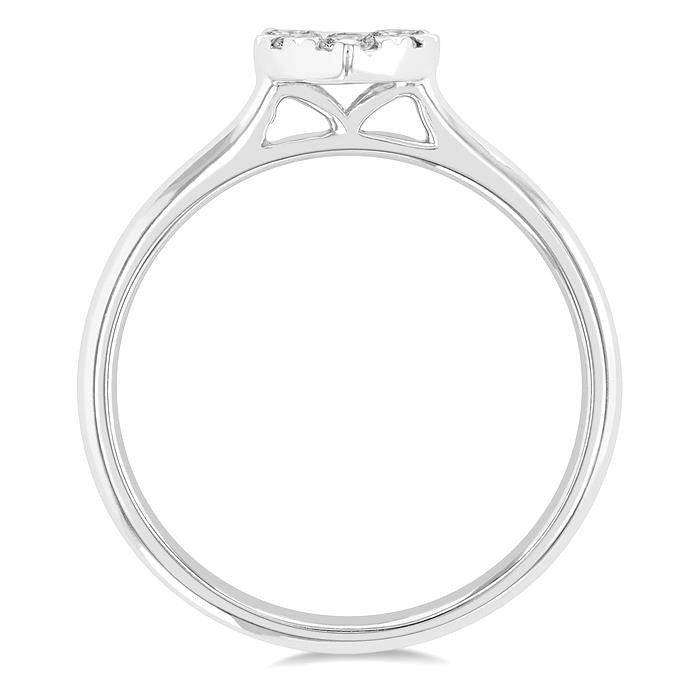 1/4 Ctw Round Cut Diamond Heart Shape Shine Bright Ring in 14K White Gold