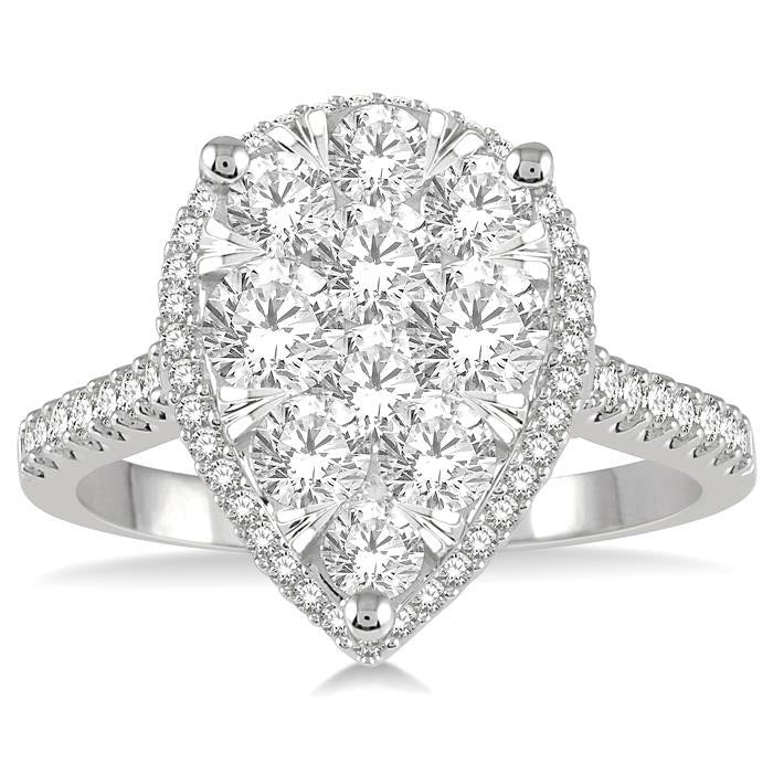 Pear Shape Halo Shine Bright Essential Diamond Engagement Ring