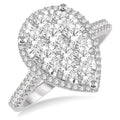 1 Ctw Pear Shape Round Cut Diamond Shine Bright Ring in 14K White and Rose Gold