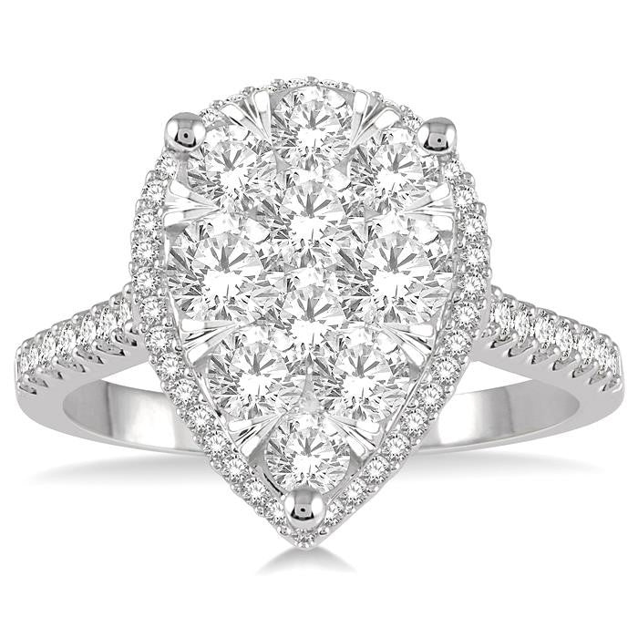 1 Ctw Pear Shape Round Cut Diamond Shine Bright Ring in 14K White and Rose Gold