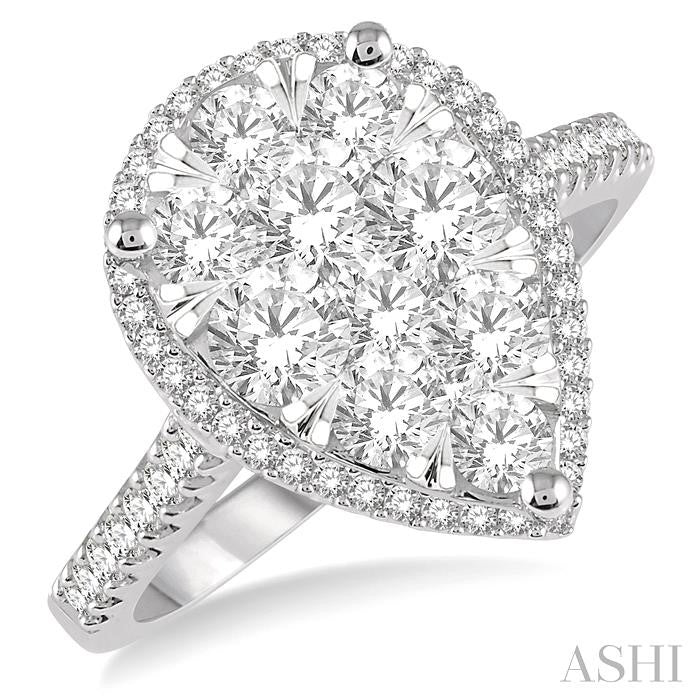 1 Ctw Pear Shape Round Cut Diamond Shine Bright Ring in 14K White and Rose Gold