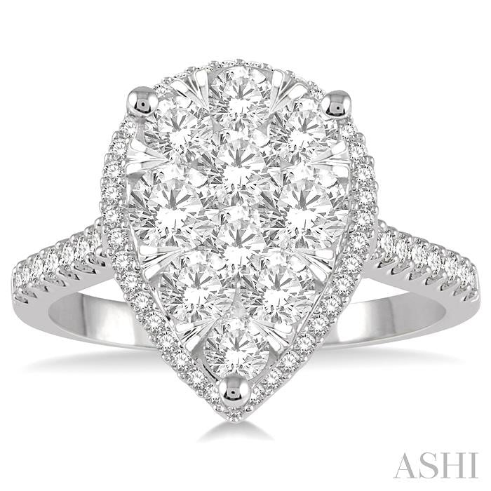 1 Ctw Pear Shape Round Cut Diamond Shine Bright Ring in 14K White and Rose Gold