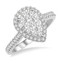 Pear Shape Halo Shine Bright Essential Diamond Engagement Ring