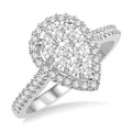 3/4 Ctw Pear Shape Round Cut Diamond Shine Bright Cluster Ring in 14K White and Rose Gold