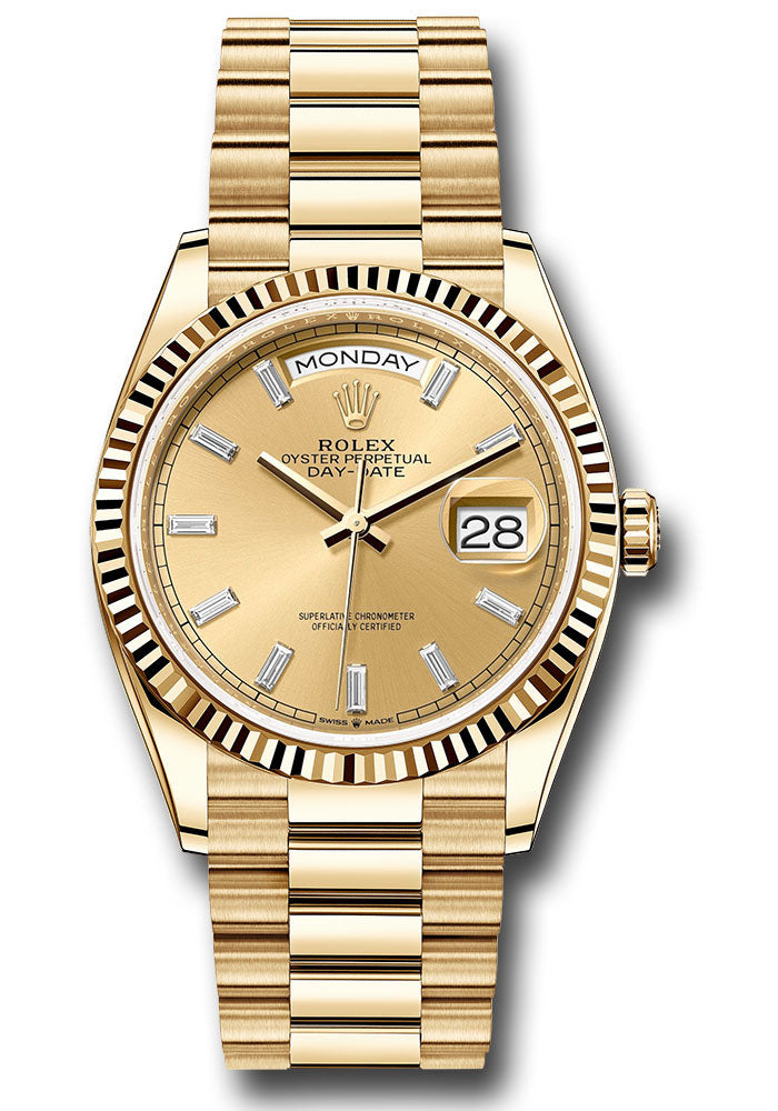 *Pre-Owned* Rolex Yellow Gold Day-Date 36 Watch - Fluted Bezel - Champagne Dial - President Bracelet