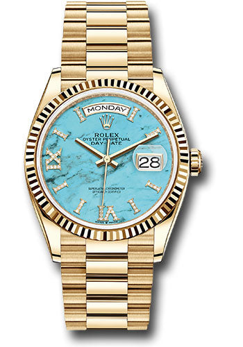 *Pre-Owned* Rolex Yellow Gold Day-Date 36 Watch - Fluted Bezel - Champagne Index Dial - President Bracelet