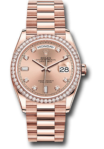*Pre-Owned* Rolex Everose Gold Day-Date 36 Watch - Diamond Bezel - RosÃ© Diamond Dial - President Bracelet