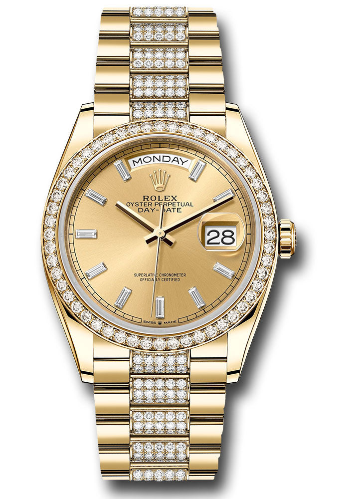 *Pre-Owned* Rolex Yellow Gold Day-Date 36 Watch - Diamond Bezel - Champagne Dial - Diamond President Bracelet