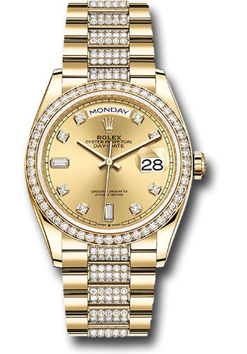 *Pre-Owned* Rolex Yellow Gold Day-Date 36 Watch - Diamond Bezel - Champagne Diamond Dial - Diamond President Bracelet