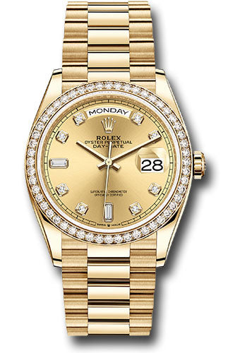 *Pre-Owned* Rolex Yellow Gold Day-Date 36 Watch - Diamond Bezel - Champagne Diamond Dial - President Bracelet