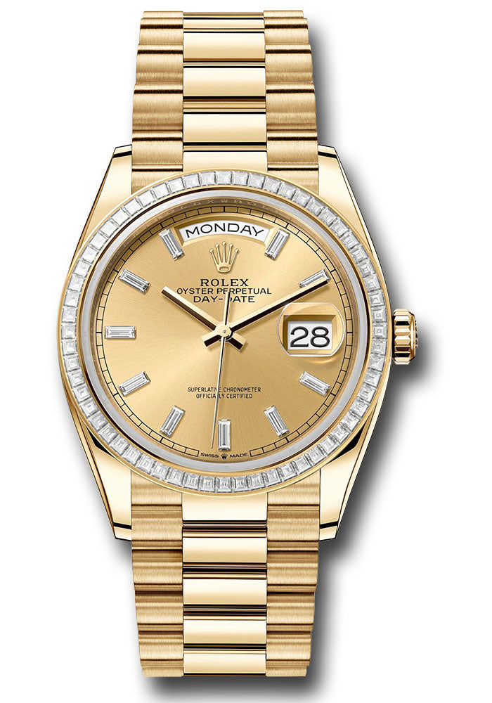 *Pre-Owned* Rolex Yellow Gold Day-Date 36 Watch - Diamond Bezel - Champagne Dial - President Bracelet