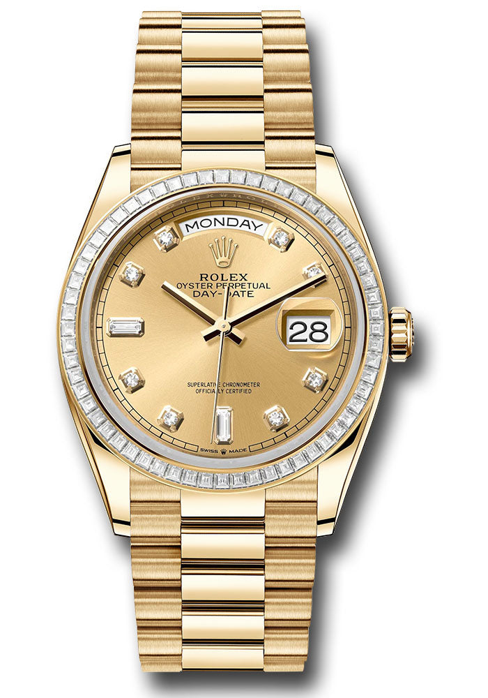 *Pre-Owned* Rolex Yellow Gold Day-Date 36 Watch - Diamond Bezel - Champagne Diamond Dial - President Bracelet