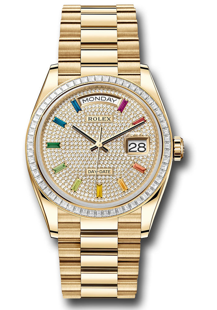 *Pre-Owned* Rolex Yellow Gold Day-Date 36 Watch - Diamond Bezel - Diamond-Paved Dial - President Bracelet