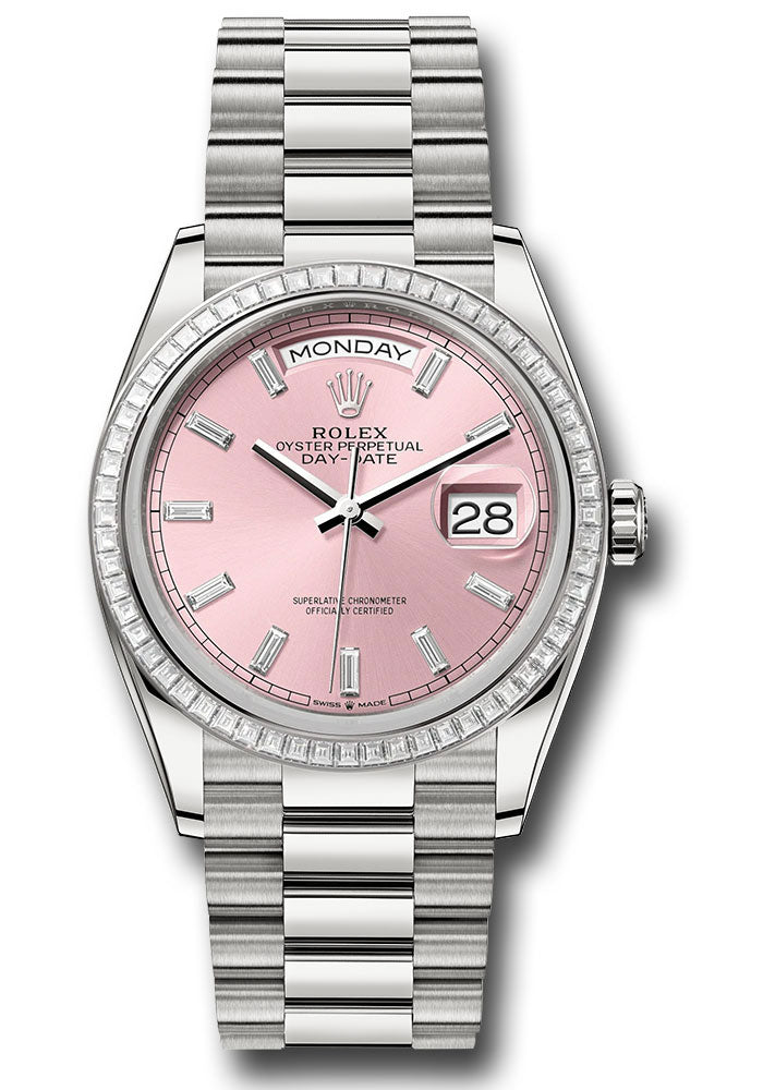 *Pre-Owned* Rolex White Gold Day-Date 36 Watch - Diamond Bezel - Pink Dial - President Bracelet