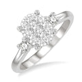 5/8 Ctw Oval Shape Shine Bright Round Cut Diamond Engagement Ring in 14K White Gold